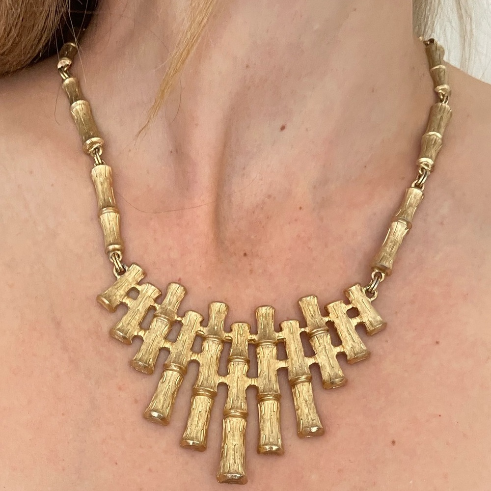 Vintage Napier Bamboo Gold Statement Necklace